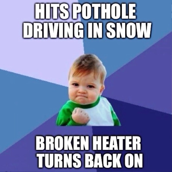 Hits Pothole Driving In Snow