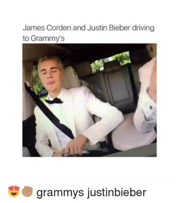 James Corden And Justin Bieber Driving To Grammys