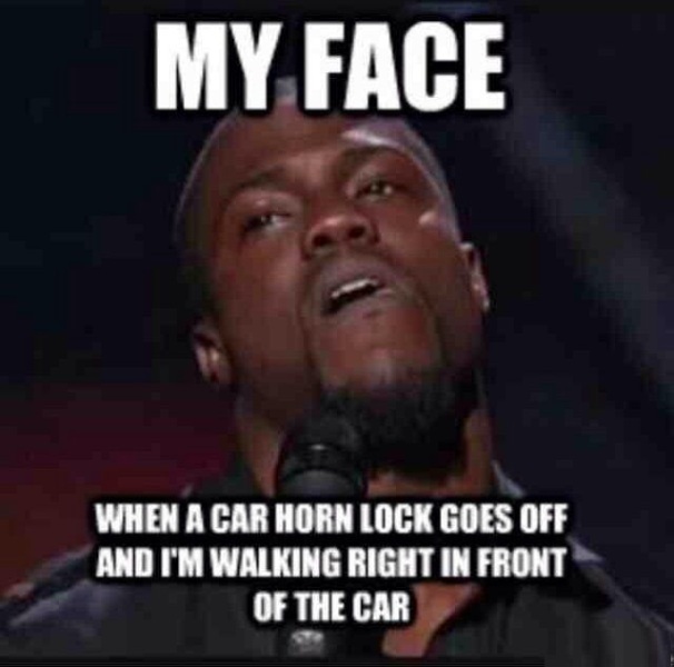 My Face When A Car Horn Lock Goes Off
