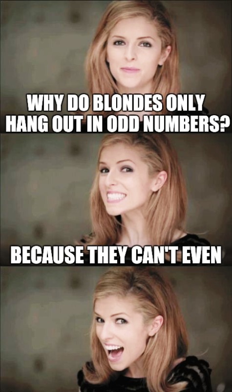 Why Do Blondes Only Hang Out In Odd Numbers