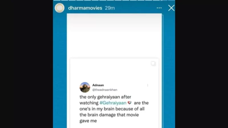 Dharma Productions Posts Review Dissing Gehraiyaan Movie 1644910600735 1644910627295